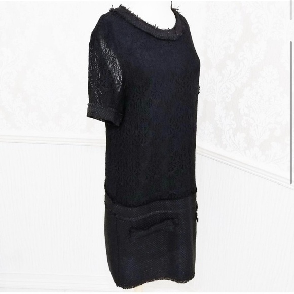 Rachel Zoe Navy Blue Lace Tweed Textured Shift Dress - Picture 3 of 7